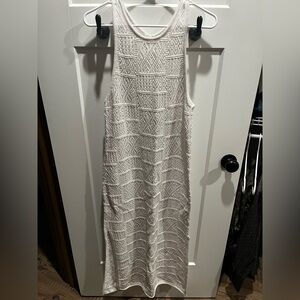 Aerie Textured Cream Midi Dress